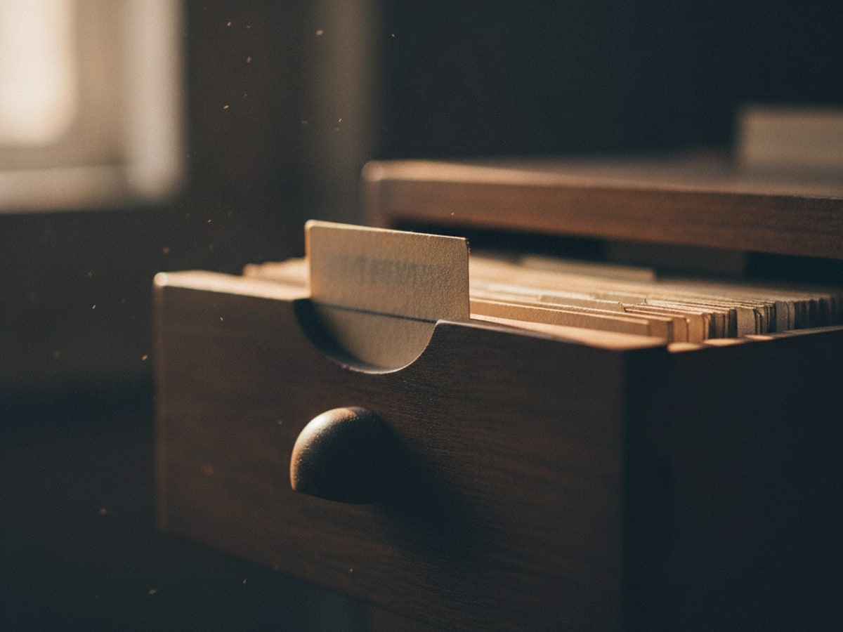 A filing drawer with one folder pulled slightly forward