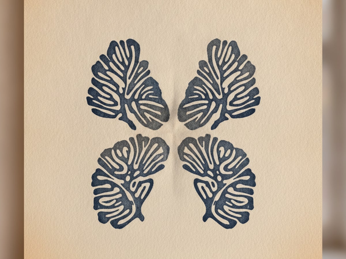 Two identical printed impressions overlapping slightly