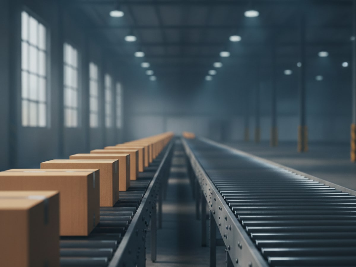 Two conveyor belts running side by side at different speeds