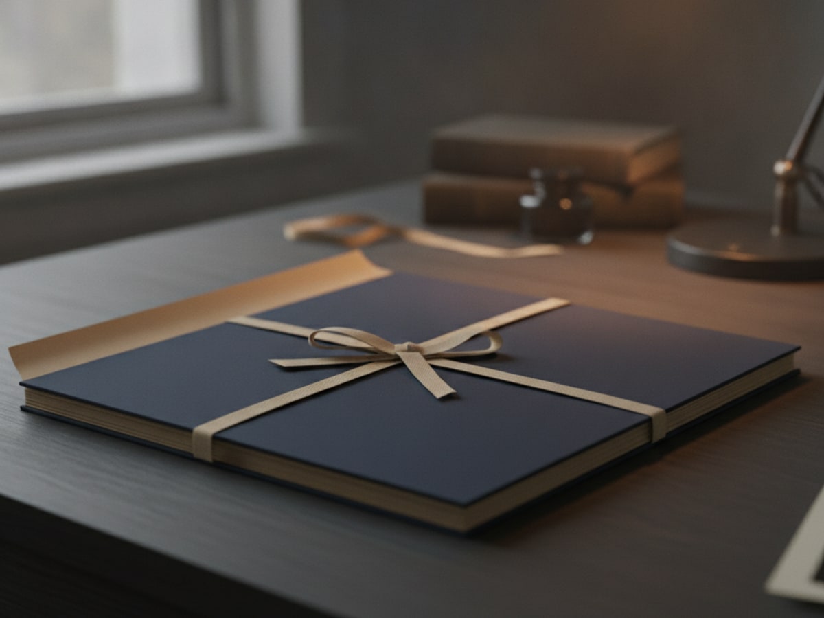 A neatly organised folder of documents handed across a desk